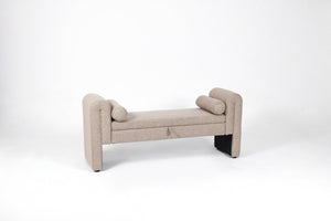 English Elm 60-inch Velvet Storage Bench Upholstered Seat with Hidden Compartment for Bedroom Entryway Oatmeal W2795P429926