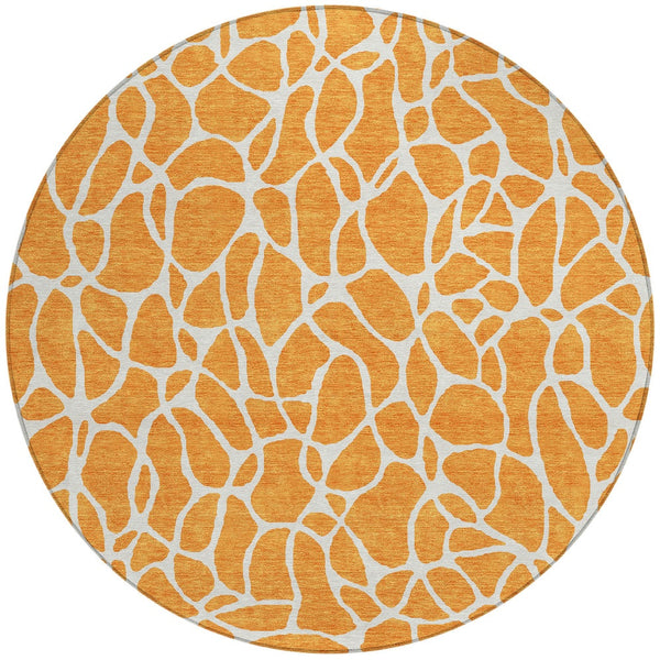 Homeroots 3' Aqua And Ivory Geometric Washable Area Rug - Perfect For Indoor And Outdoor Spaces, Durable Design 8' Round Polyester 599300