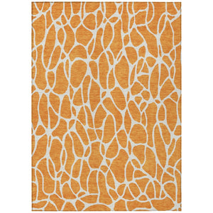HomeRoots 5' Orange and Ivory Geometric Area Rug – Durable, Washable, and Ideal for Indoor and Outdoor Spaces 10' X 14' 599303