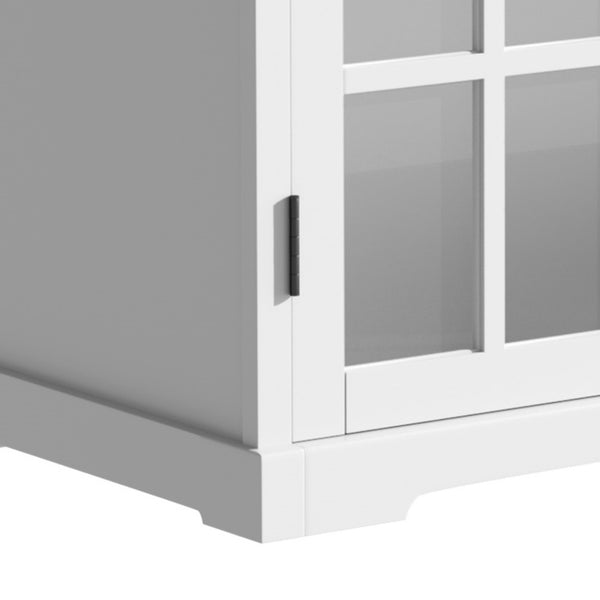 English Elm Christopher Knight Home® - 30" Modern Bathroom Vanity with Ceramic Sink, Tempered Blurred Glass Doors, Rubber Wood Frame Storage White N817P279904W