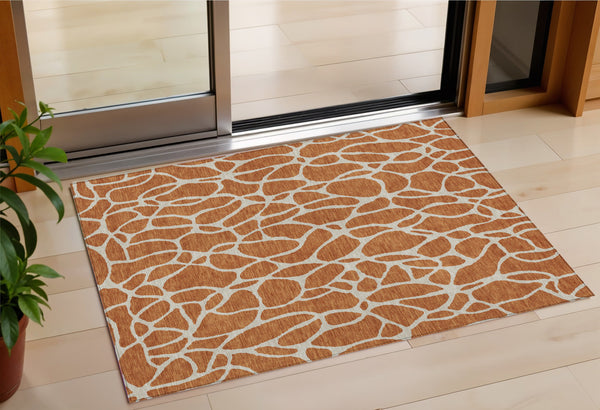 Homeroots 3' Aqua And Ivory Geometric Washable Area Rug - Perfect For Indoor And Outdoor Spaces, Durable Design 3' X 5' Polyester 599304
