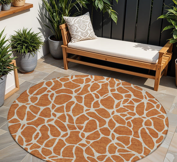 Homeroots 3' Aqua And Ivory Geometric Washable Area Rug - Perfect For Indoor And Outdoor Spaces, Durable Design 8' Round Polyester 599306