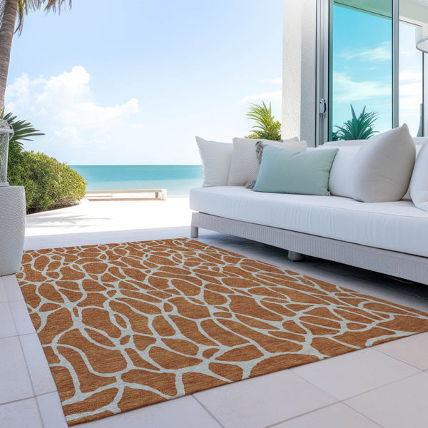 Homeroots 3' Aqua And Ivory Geometric Washable Area Rug - Perfect For Indoor And Outdoor Spaces, Durable Design 8' X 10' Polyester 599307