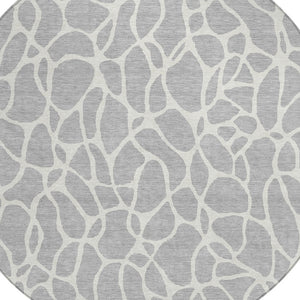 Homeroots 3' Aqua And Ivory Geometric Washable Area Rug - Perfect For Indoor And Outdoor Spaces, Durable Design 8' Round Polyester 599312