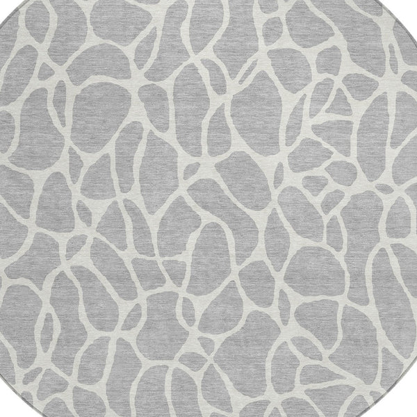 Homeroots 3' Aqua And Ivory Geometric Washable Area Rug - Perfect For Indoor And Outdoor Spaces, Durable Design 8' Round Polyester 599312