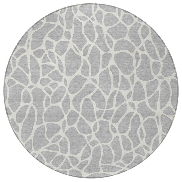 Homeroots 3' Aqua And Ivory Geometric Washable Area Rug - Perfect For Indoor And Outdoor Spaces, Durable Design 8' Round Polyester 599312