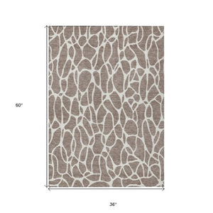 Homeroots 3' Aqua And Ivory Geometric Washable Area Rug - Perfect For Indoor And Outdoor Spaces, Durable Design 3' X 5' Polyester 599316
