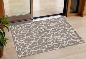 Homeroots 3' Aqua And Ivory Geometric Washable Area Rug - Perfect For Indoor And Outdoor Spaces, Durable Design 3' X 5' Polyester 599316