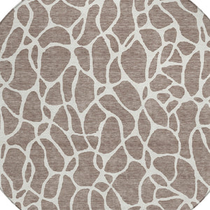 Homeroots 3' Aqua And Ivory Geometric Washable Area Rug - Perfect For Indoor And Outdoor Spaces, Durable Design 8' Round Polyester 599318