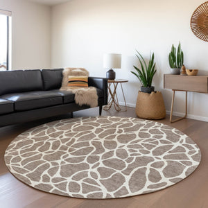 Homeroots 3' Aqua And Ivory Geometric Washable Area Rug - Perfect For Indoor And Outdoor Spaces, Durable Design 8' Round Polyester 599318