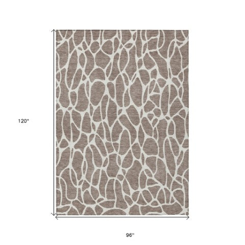 Homeroots 3' Aqua And Ivory Geometric Washable Area Rug - Perfect For Indoor And Outdoor Spaces, Durable Design 8' X 10' Polyester 599319