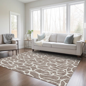 Homeroots 3' Aqua And Ivory Geometric Washable Area Rug - Perfect For Indoor And Outdoor Spaces, Durable Design 8' X 10' Polyester 599319