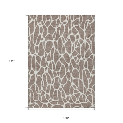 Homeroots 3' Aqua And Ivory Geometric Washable Area Rug - Perfect For Indoor And Outdoor Spaces, Durable Design 9' X 12' Polyester 599320