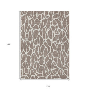 Homeroots 3' Aqua And Ivory Geometric Washable Area Rug - Perfect For Indoor And Outdoor Spaces, Durable Design 10' X 14' Polyester 599321