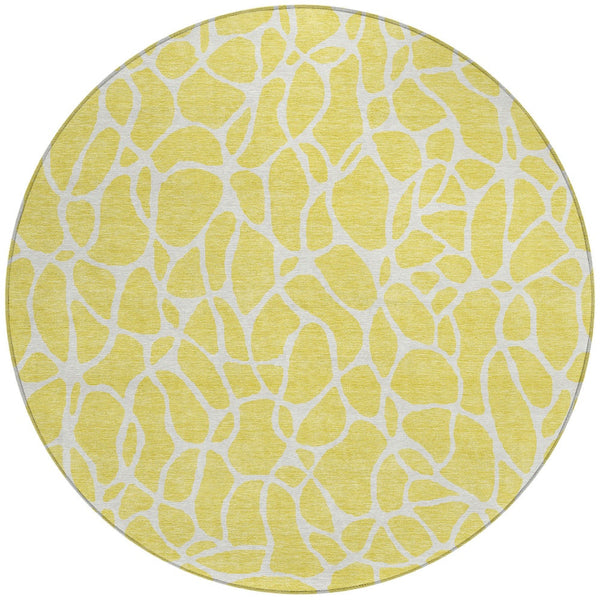 Homeroots 3' Aqua And Ivory Geometric Washable Area Rug - Perfect For Indoor And Outdoor Spaces, Durable Design 8' Round Polyester 599324