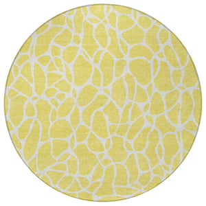 Homeroots 3' Aqua And Ivory Geometric Washable Area Rug - Perfect For Indoor And Outdoor Spaces, Durable Design 8' Round Polyester 599324