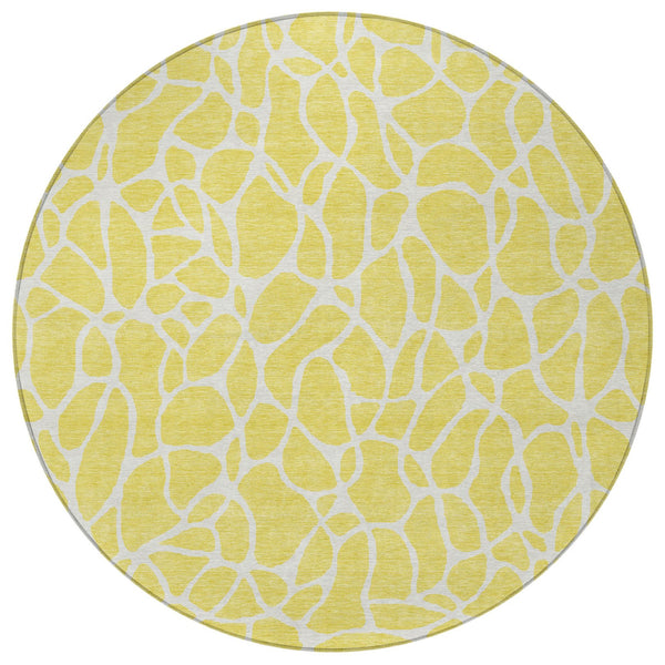 Homeroots 3' Aqua And Ivory Geometric Washable Area Rug - Perfect For Indoor And Outdoor Spaces, Durable Design 8' Round Polyester 599324