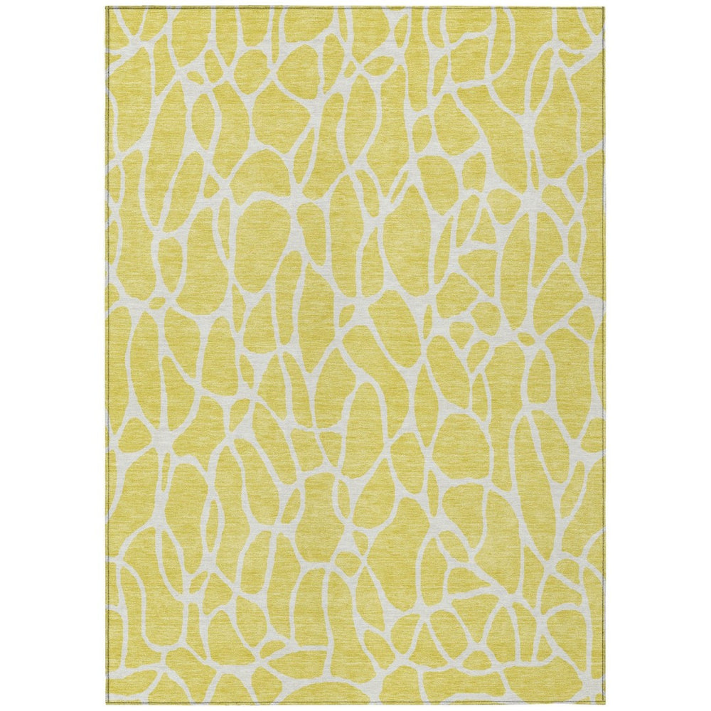 HomeRoots 5' Modern Yellow and Ivory Geometric Area Rug - Stylish, Washable, Indoor/Outdoor Décor for Any Space 8' X 10' 599325