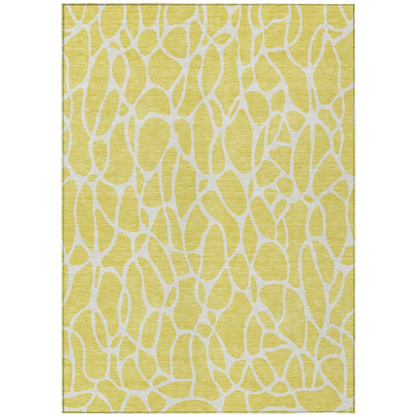 HomeRoots 5' Modern Yellow and Ivory Geometric Area Rug - Stylish, Washable, Indoor/Outdoor Décor for Any Space 8' X 10' 599325
