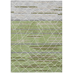 Homeroots 3' Artichoke Green And Ivory Striped Washable Area Rug - Stylish, Durable For Indoor Or Outdoor Use 3' X 5' Polyester 599328