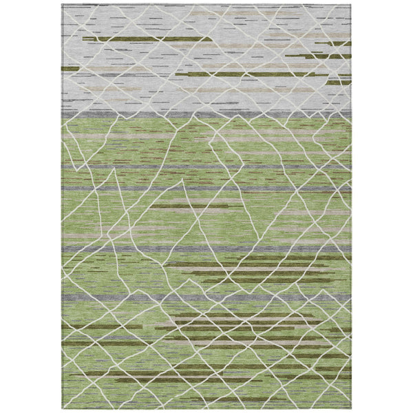 Homeroots 3' Artichoke Green And Ivory Striped Washable Area Rug - Stylish, Durable For Indoor Or Outdoor Use 3' X 5' Polyester 599328