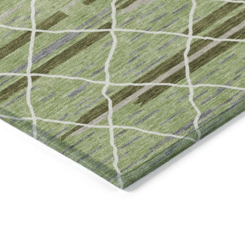 Homeroots 3' Artichoke Green And Ivory Striped Washable Area Rug - Stylish, Durable For Indoor Or Outdoor Use 3' X 5' Polyester 599328