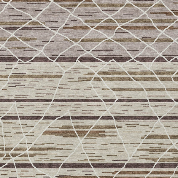 Homeroots 3' Artichoke Green And Ivory Striped Washable Area Rug - Stylish, Durable For Indoor Or Outdoor Use 3' X 5' Polyester 599334