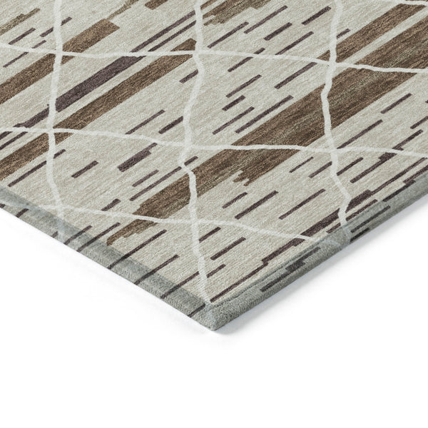 Homeroots 3' Artichoke Green And Ivory Striped Washable Area Rug - Stylish, Durable For Indoor Or Outdoor Use 9' X 12' Polyester 599338