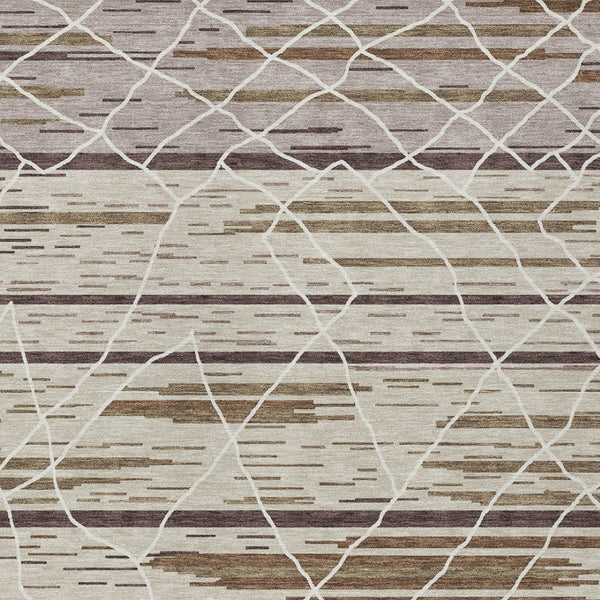 Homeroots 3' Artichoke Green And Ivory Striped Washable Area Rug - Stylish, Durable For Indoor Or Outdoor Use 9' X 12' Polyester 599338