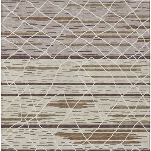 Homeroots 3' Artichoke Green And Ivory Striped Washable Area Rug - Stylish, Durable For Indoor Or Outdoor Use 10' X 14' Polyester 599339