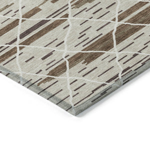 Homeroots 3' Artichoke Green And Ivory Striped Washable Area Rug - Stylish, Durable For Indoor Or Outdoor Use 10' X 14' Polyester 599339