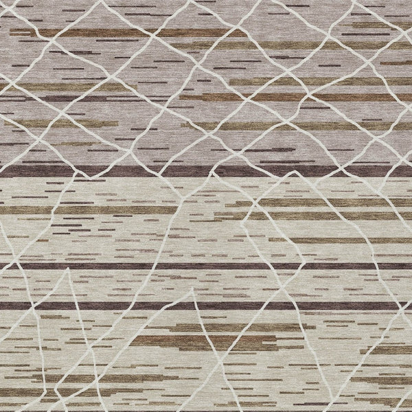 Homeroots 3' Artichoke Green And Ivory Striped Washable Area Rug - Stylish, Durable For Indoor Or Outdoor Use 10' X 14' Polyester 599339