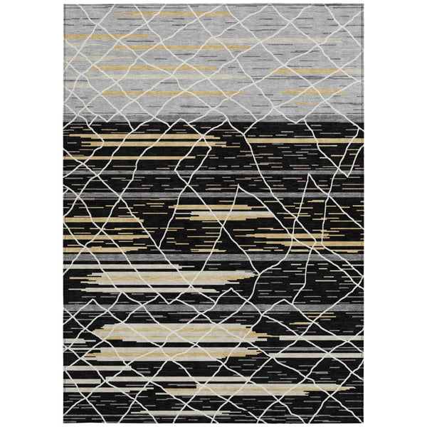 Homeroots 3' Artichoke Green And Ivory Striped Washable Area Rug - Stylish, Durable For Indoor Or Outdoor Use 5' X 8' Polyester 599341