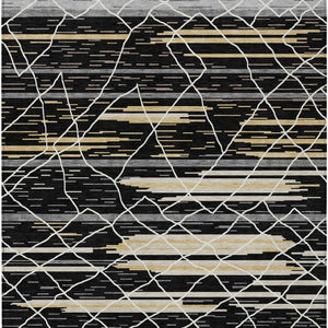 Homeroots 3' Artichoke Green And Ivory Striped Washable Area Rug - Stylish, Durable For Indoor Or Outdoor Use 5' X 8' Polyester 599341
