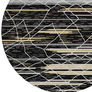 Homeroots 3' Artichoke Green And Ivory Striped Washable Area Rug - Stylish, Durable For Indoor Or Outdoor Use 8' Round Polyester 599342