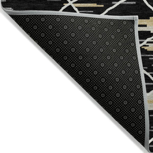 Homeroots 3' Artichoke Green And Ivory Striped Washable Area Rug - Stylish, Durable For Indoor Or Outdoor Use 8' X 10' Polyester 599343