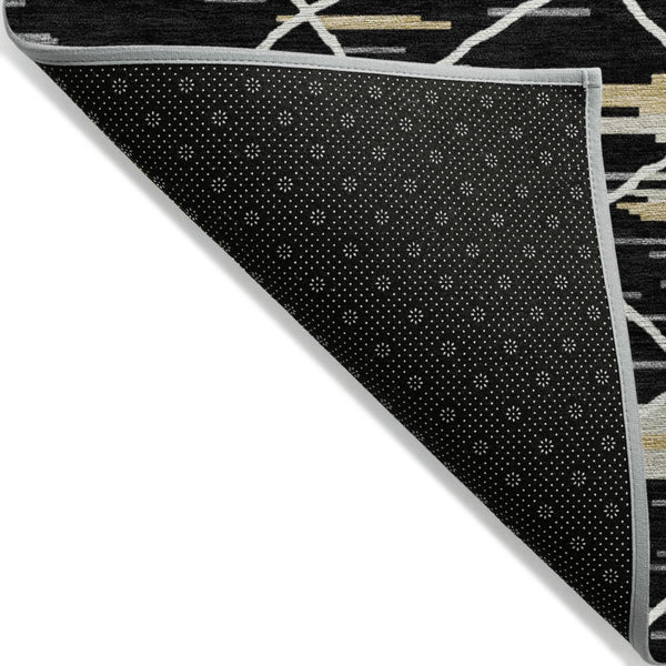 Homeroots 3' Artichoke Green And Ivory Striped Washable Area Rug - Stylish, Durable For Indoor Or Outdoor Use 8' X 10' Polyester 599343