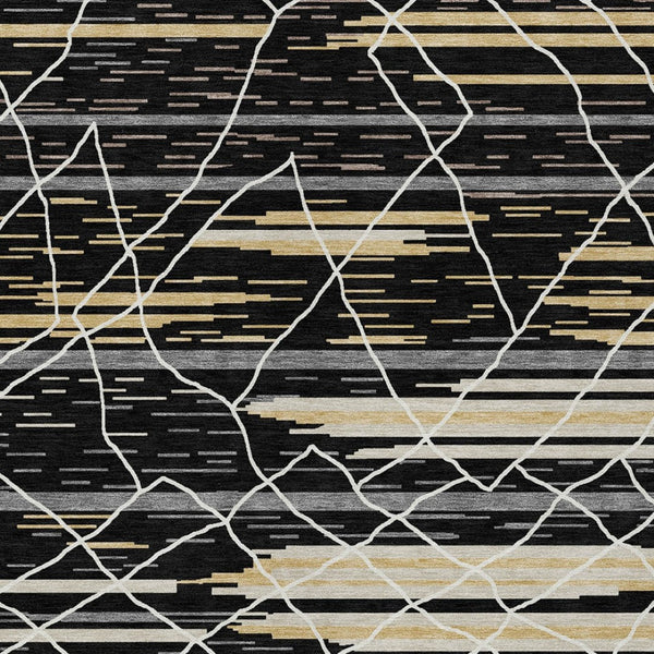 Homeroots 3' Artichoke Green And Ivory Striped Washable Area Rug - Stylish, Durable For Indoor Or Outdoor Use 9' X 12' Polyester 599344