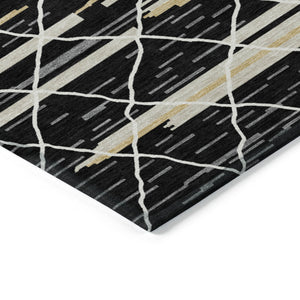 Homeroots 3' Artichoke Green And Ivory Striped Washable Area Rug - Stylish, Durable For Indoor Or Outdoor Use 10' X 14' Polyester 599345