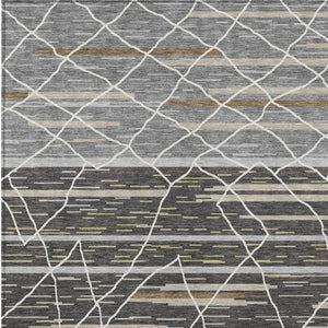 Homeroots 3' Artichoke Green And Ivory Striped Washable Area Rug - Stylish, Durable For Indoor Or Outdoor Use 3' X 5' Polyester 599346