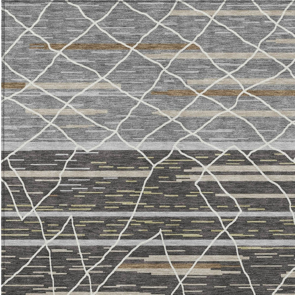Homeroots 3' Artichoke Green And Ivory Striped Washable Area Rug - Stylish, Durable For Indoor Or Outdoor Use 3' X 5' Polyester 599346