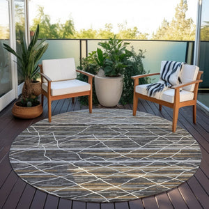 Homeroots 3' Artichoke Green And Ivory Striped Washable Area Rug - Stylish, Durable For Indoor Or Outdoor Use 8' Round Polyester 599348