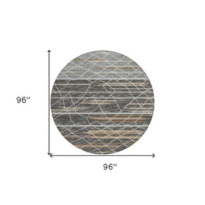 Homeroots 3' Artichoke Green And Ivory Striped Washable Area Rug - Stylish, Durable For Indoor Or Outdoor Use 8' Round Polyester 599348