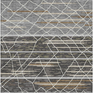 Homeroots 3' Artichoke Green And Ivory Striped Washable Area Rug - Stylish, Durable For Indoor Or Outdoor Use 8' X 10' Polyester 599349