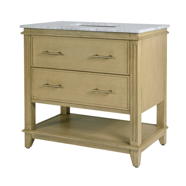 Butler Specialty Butler Lois 36" Wood & Carrara Marble Sink Vanity - Elegant Light Brown Design For Small Spaces Light Brown Mdf,Eucalyptus,Marble,Pine,Ceramic,Plywood,Composite Wood,Veneer 5993509-butler