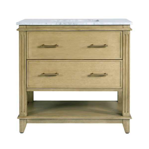 Butler Specialty Butler Lois 36" Wood & Carrara Marble Sink Vanity - Elegant Light Brown Design For Small Spaces Light Brown Mdf,Eucalyptus,Marble,Pine,Ceramic,Plywood,Composite Wood,Veneer 5993509-butler