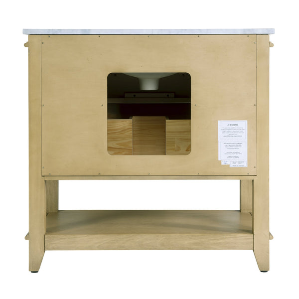 Butler Specialty Butler Lois 36" Wood & Carrara Marble Sink Vanity - Elegant Light Brown Design For Small Spaces Light Brown Mdf,Eucalyptus,Marble,Pine,Ceramic,Plywood,Composite Wood,Veneer 5993509-butler
