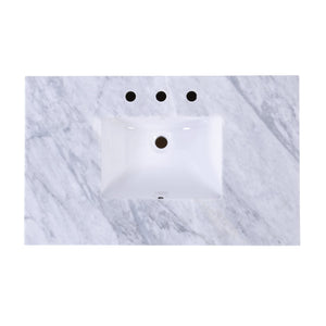 Butler Specialty Butler Lois 36" Wood & Carrara Marble Sink Vanity - Elegant Light Brown Design For Small Spaces Light Brown Mdf,Eucalyptus,Marble,Pine,Ceramic,Plywood,Composite Wood,Veneer 5993509-butler