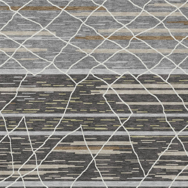 Homeroots 3' Artichoke Green And Ivory Striped Washable Area Rug - Stylish, Durable For Indoor Or Outdoor Use 9' X 12' Polyester 599350