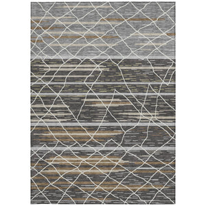 Homeroots 3' Artichoke Green And Ivory Striped Washable Area Rug - Stylish, Durable For Indoor Or Outdoor Use 10' X 14' Polyester 599351